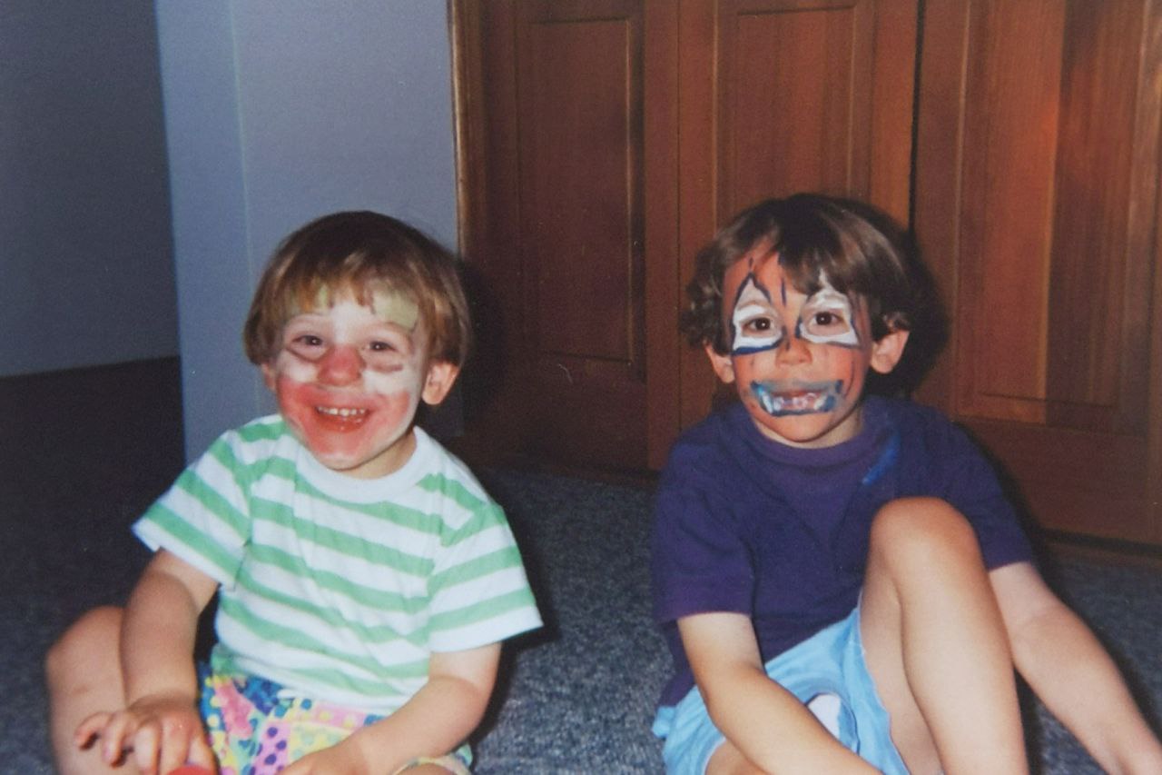 Andrew and David with face paint