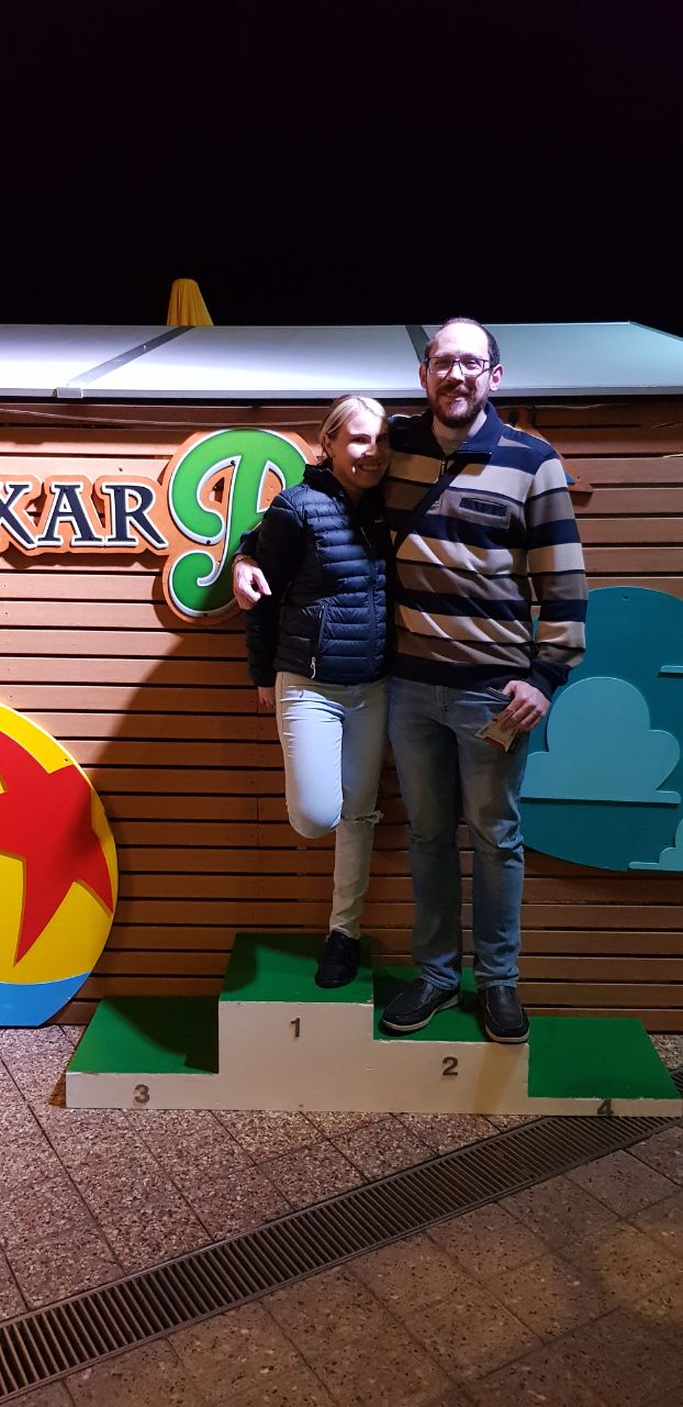 Bree and David playing mini golf